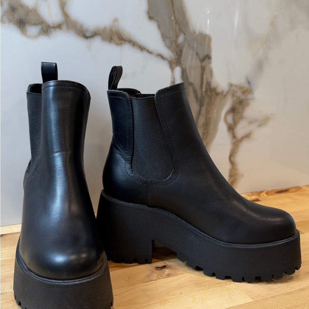 Chunky Black Chelsea Ankle Boots